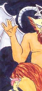 I cropped a Tarot card 'The Devil', see the hand. Tarot was created by kabbalist Arthur Waite.